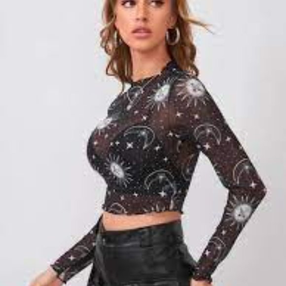 Sun & Moon Sheer Mesh Crop Top - Picture 5 of 5